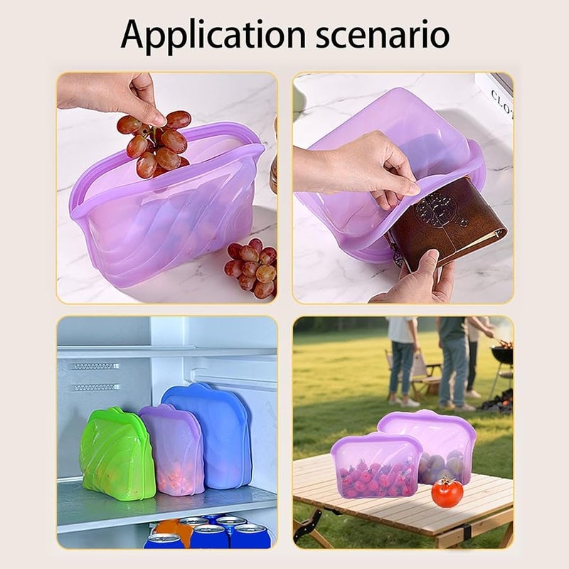 Blue Medium Silicone Food Container Microwave Freezer Safe Leak Proof For Snacks Lunch Kitchen - Image 4